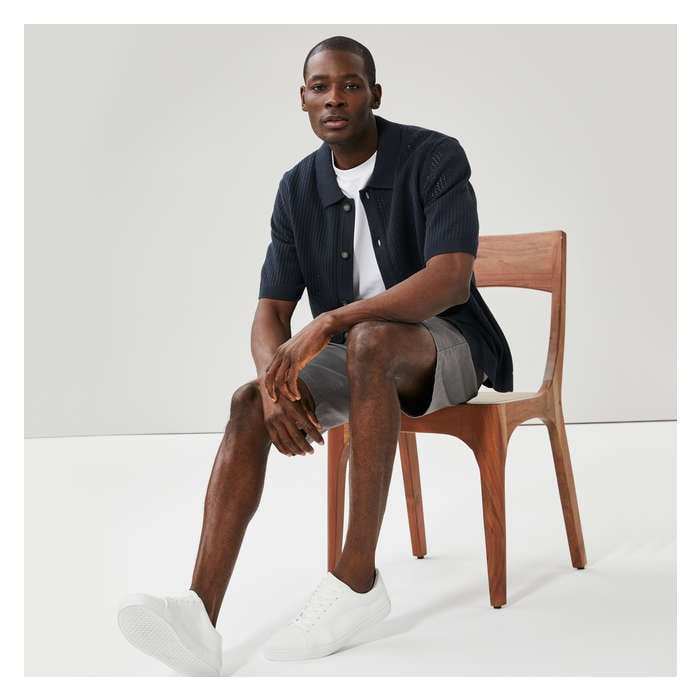 Men's Button-Up Short Sleeve Sweater